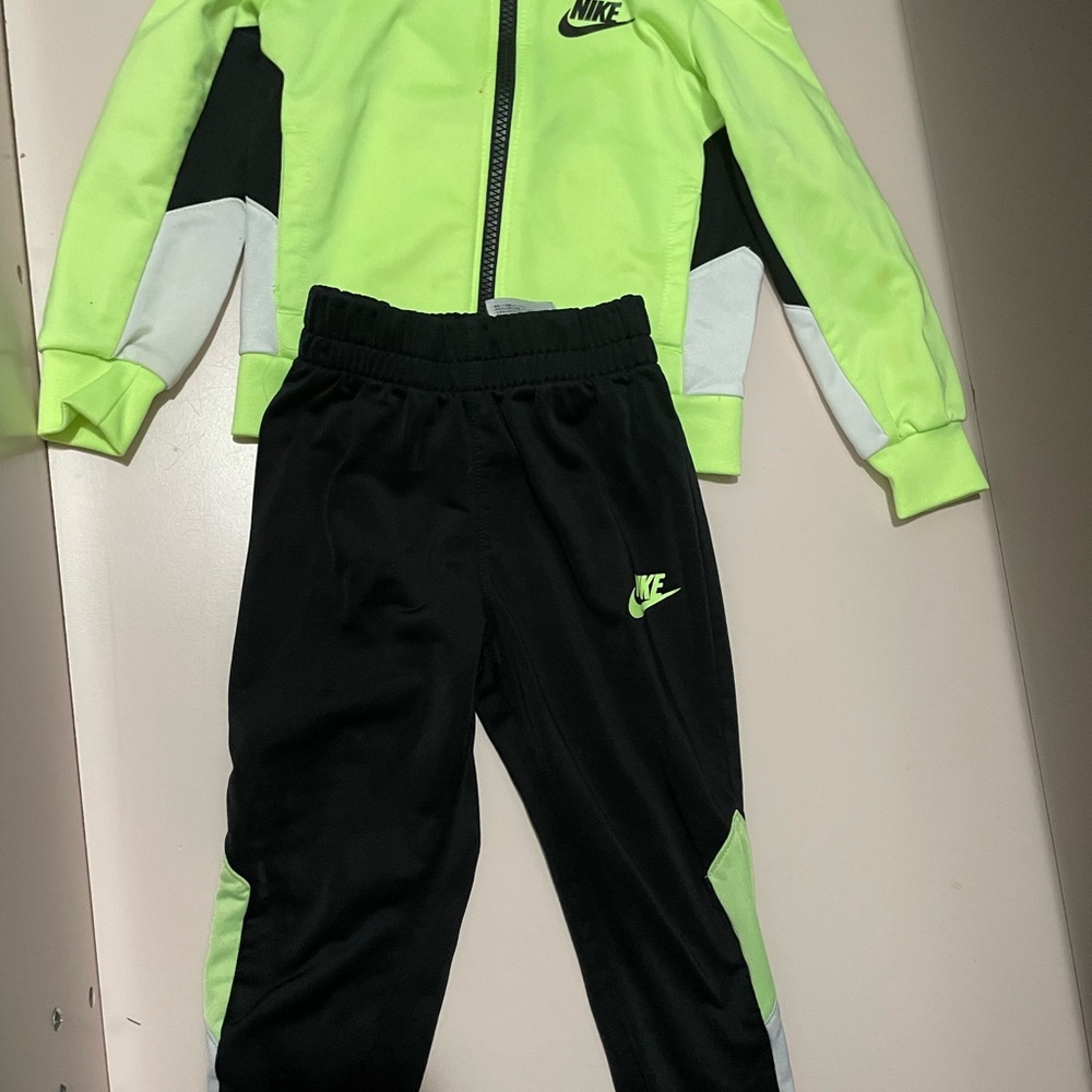 Nike Kids Neon Green and Black Tracksuit
